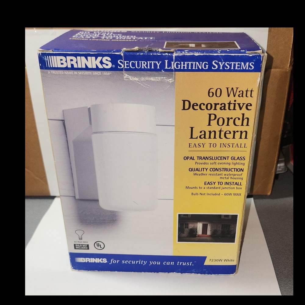 Brinks 60W White Outdoor Porch Lantern 7230W Wall Mount Weather Resistant